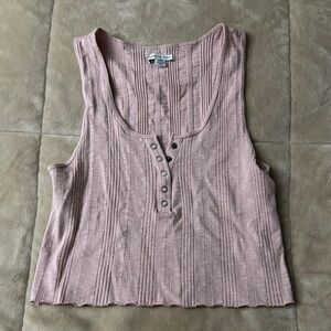 American Eagle Women's Light Pink Crop Tank Top - Medium
